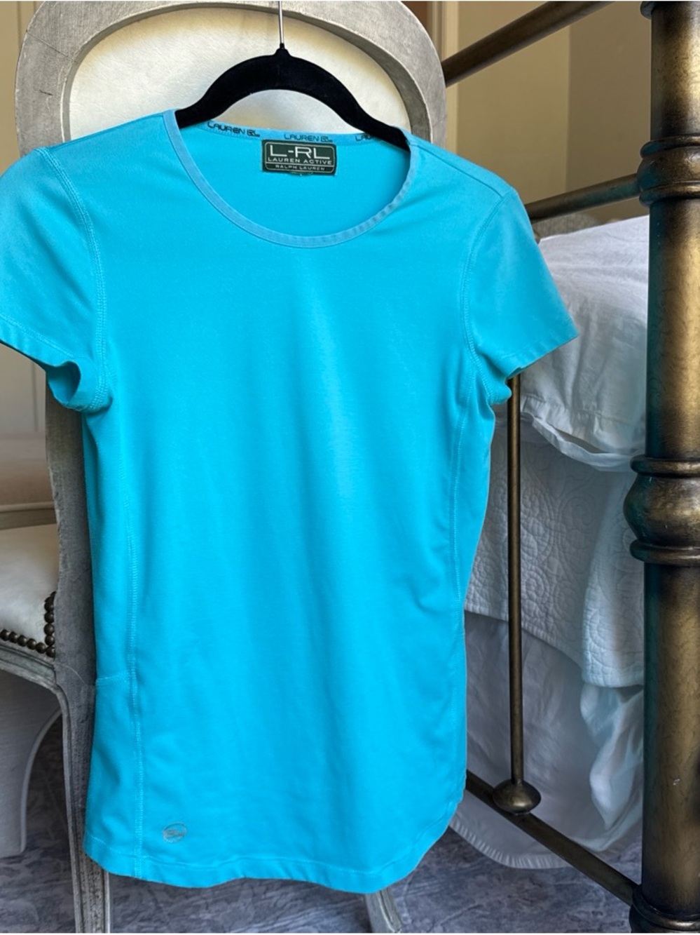 Vintage L-RL Lauren Ralph Lauren Aqua Short-Sleeve Crewneck Top